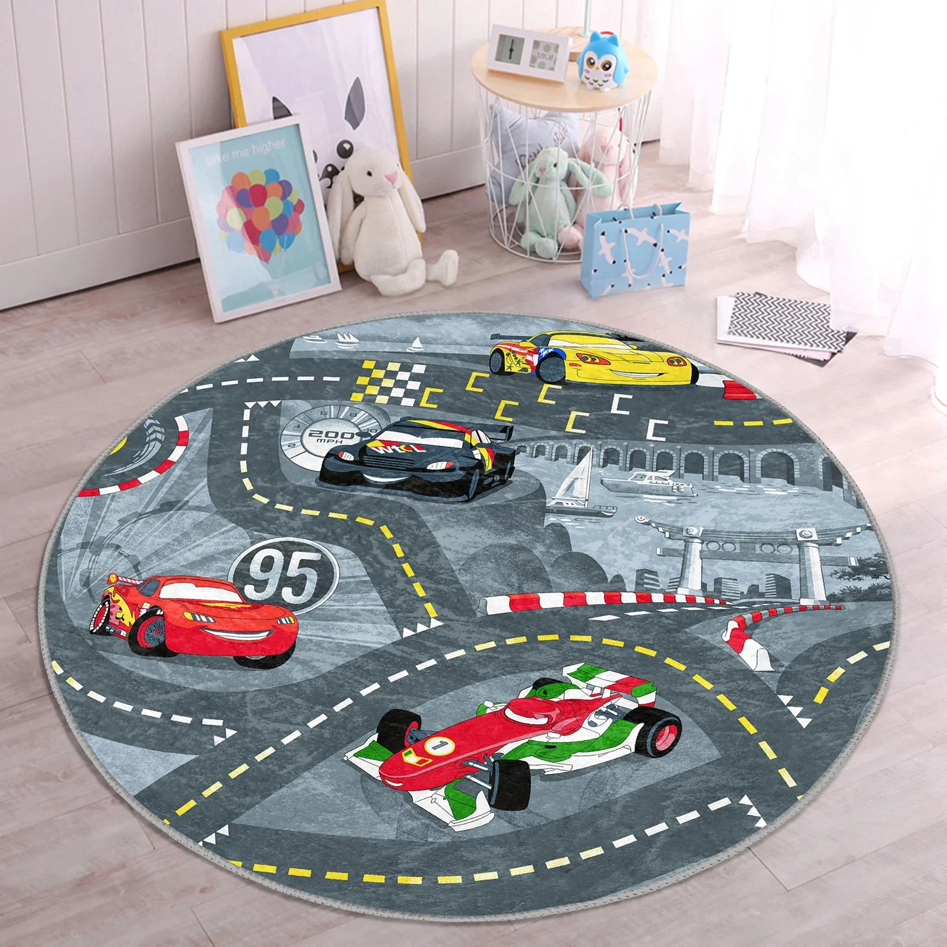 Tapis de Jeu Rond Cars Lightning McQueen
